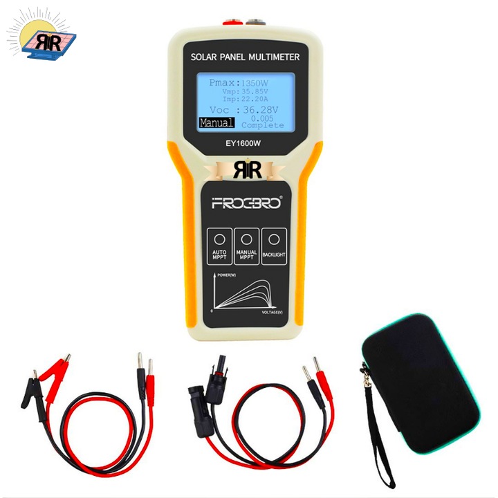 Multimetru Digital pentru Panouri Solare EY1600W RIR®– Masurare MPPT, Putere 5-1600W, Tensiune 12-60V, Curent 0-60A, Protectie Supratensiune & Supracurent