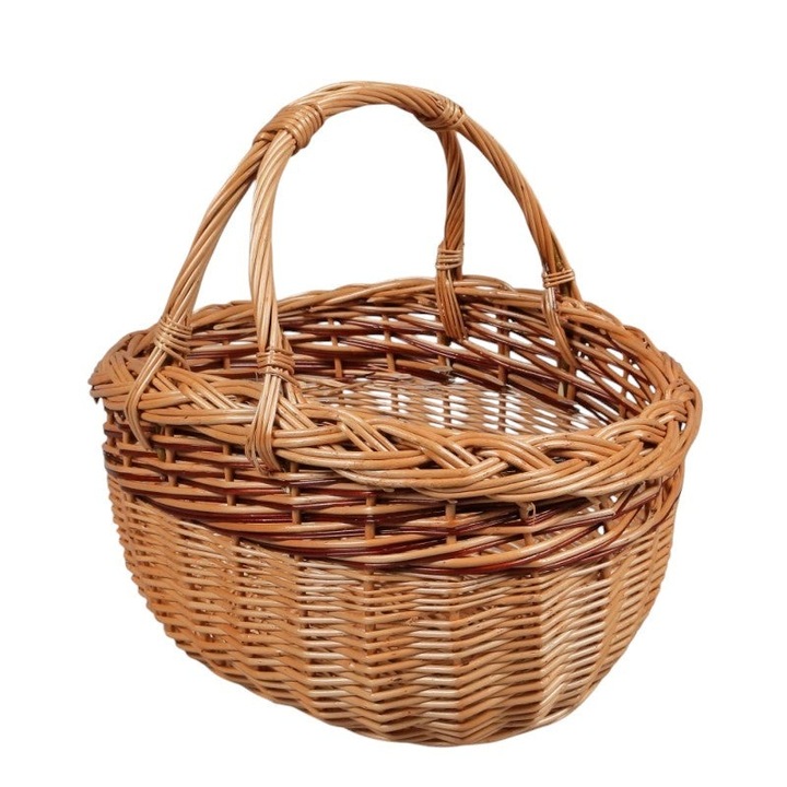 Cos pentru Piata din Rachita cu Manerele Prinse, 40x25x40 cm