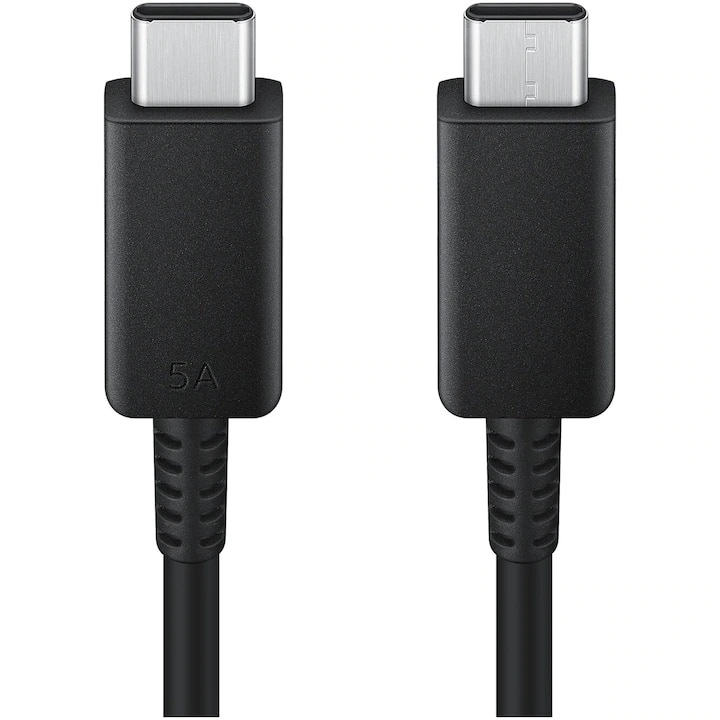 Cablu de date si incarcare SuperCharge, USB-C la USB-C, compatibil cu Samsung A15/A16/A05S/A06/A25/A35/A55/A34/A54, 5A, 1m, Negru