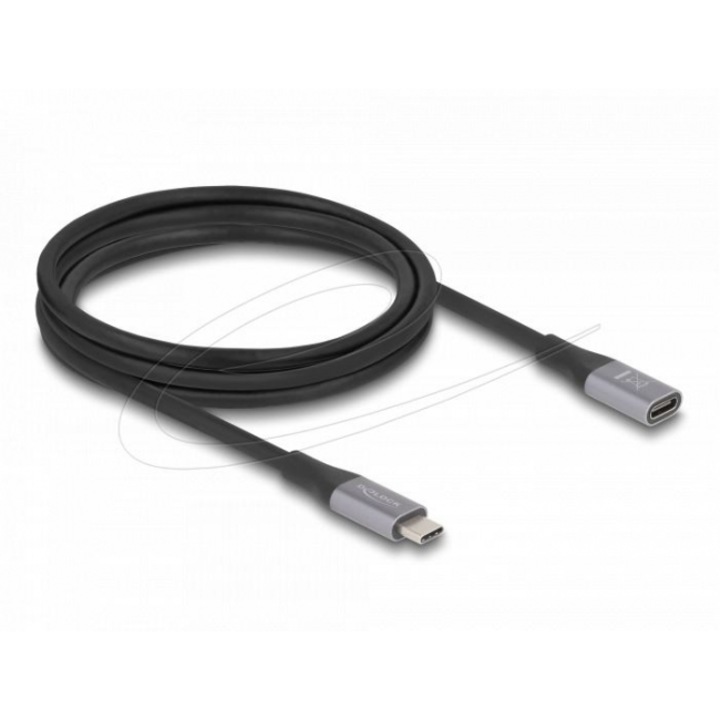 Delock Удължителен кабел USB 40 Gbps USB Type-C™ мъжки към женски PD 3.1 240 W 1 м сив металик