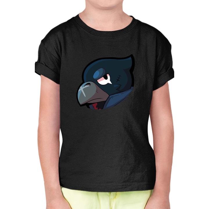 Gyerek rövid ujjú póló Brawl Stars OPT Crow Head, Fekete