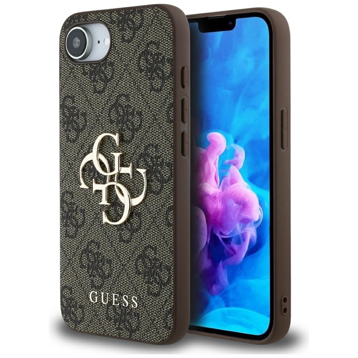Husa premium pentru iPhone 16e Guess Elegance Series - Maro