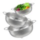 Strecuratoare din inox, ZGGZERG, Strecuratoare cu manere, Set 3, Ingrosare, Plasa fina, Partea inferioara cu suport, Termo Rezistent, Pentru fructe de legume, Otel inoxidabil, Marimi multiple, Argintiu
