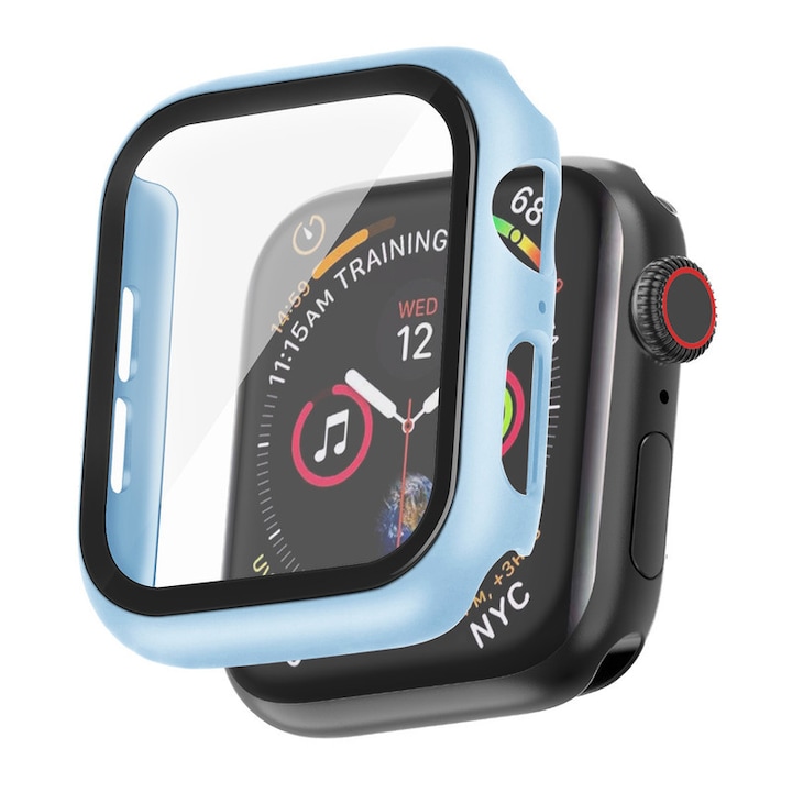 Carcasa din PC dur cu protectie din sticla temperata pentru Apple Watch SE (2nd Gen) Series 6/5/4 40mm