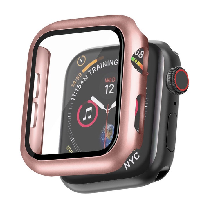 Carcasa din PC dur cu protectie din sticla temperata pentru Apple Watch SE (2nd Gen) Series 6/5/4 40mm