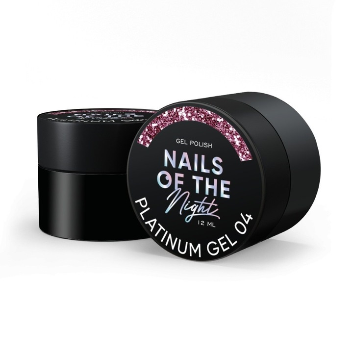 Oja NAILSOFTHENIGHT Platinum gel 04, rozie, 12 ml, cu placute metalice