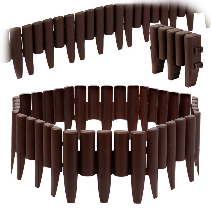 Protectie de gradina Plonos, set 8 buc, 2,2 m, brown, dimensiuni modul: 28,5x23,5 cm