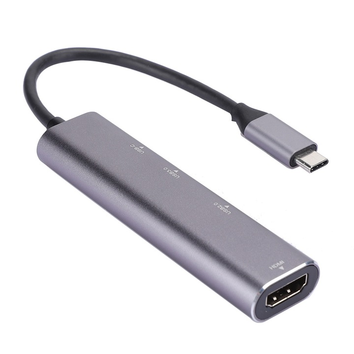 Докинг станция 4 в 1, Zeaicos, USB2.0, USB3.0, Type-C, HDMI, 5Gbps, 4K