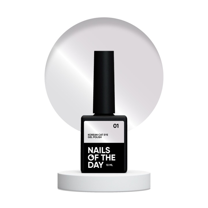 Oja hibrida NAILSOFTHEDAY Korean cat eye 01, 10 ml, culoare verde-oliv, efect kocie ochi