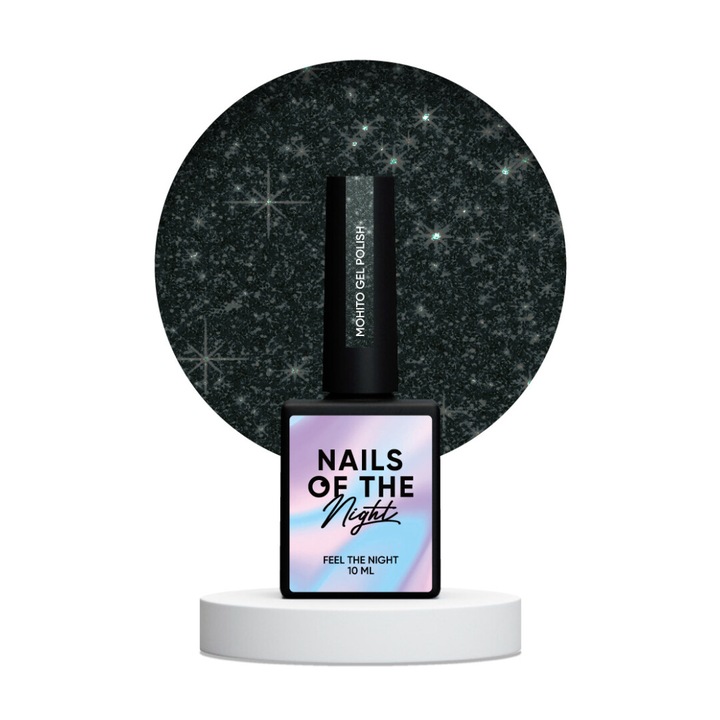 Oja hibrida LAKIERY Mohito, verde inchis, 10 ml, cu particule reflectorizante