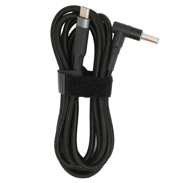 USB-C-ről DC 4.5x3.0mm-re laptop töltőkábel, 1m, 100W, fekete