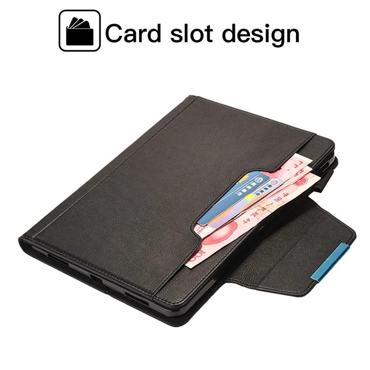 Husa din piele pentru tableta cu flip magnetic, suport, portofel si sloturi pentru carduri pentru iPad Air, Mini, Pro 2024 (9, 7-12, 9 inchi)