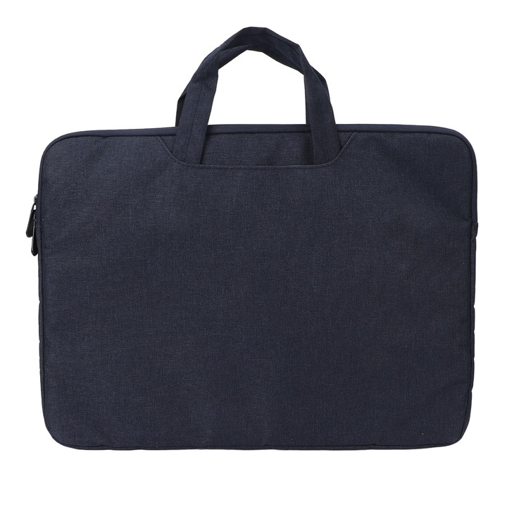 Geanta laptop Zeaicos, 15.6in, material canvas, albastru inchis, dimensiuni 42x31cm