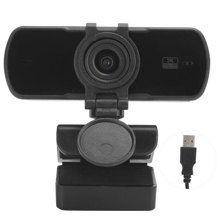 Zeaicos C5 2K HD уеб камера, широкоъгълен обектив, вграден микрофон, USB, 140 см