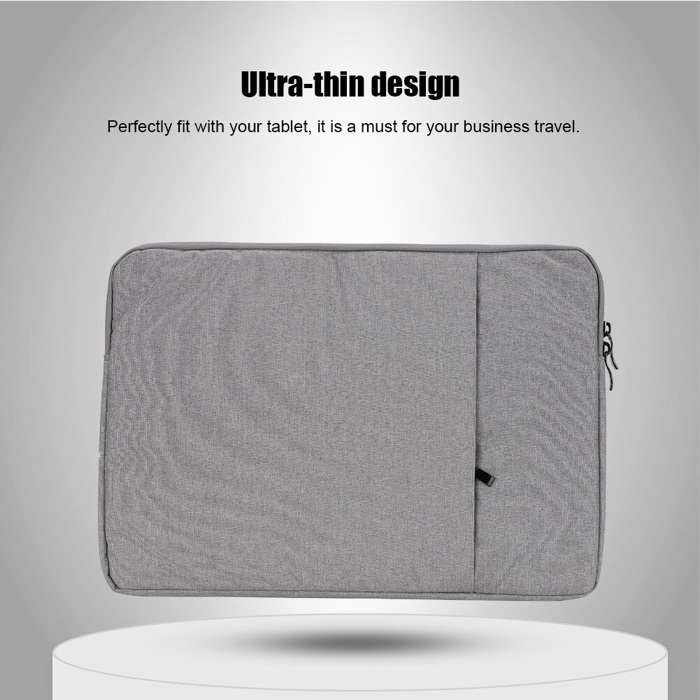 Carmdering, husa pentru laptop in nylon si suede, 2 straturi, ultra-subtire, buzunar frontal, EMAG-FG-BSTY00515896, gri deschis, 15 inch