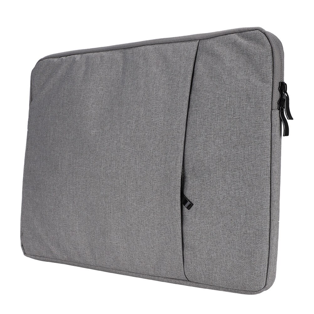 Carmdering, husa pentru laptop in nylon si suede, 2 straturi, ultra-subtire, buzunar frontal, EMAG-FG-BSTY00515896, gri deschis, 15 inch