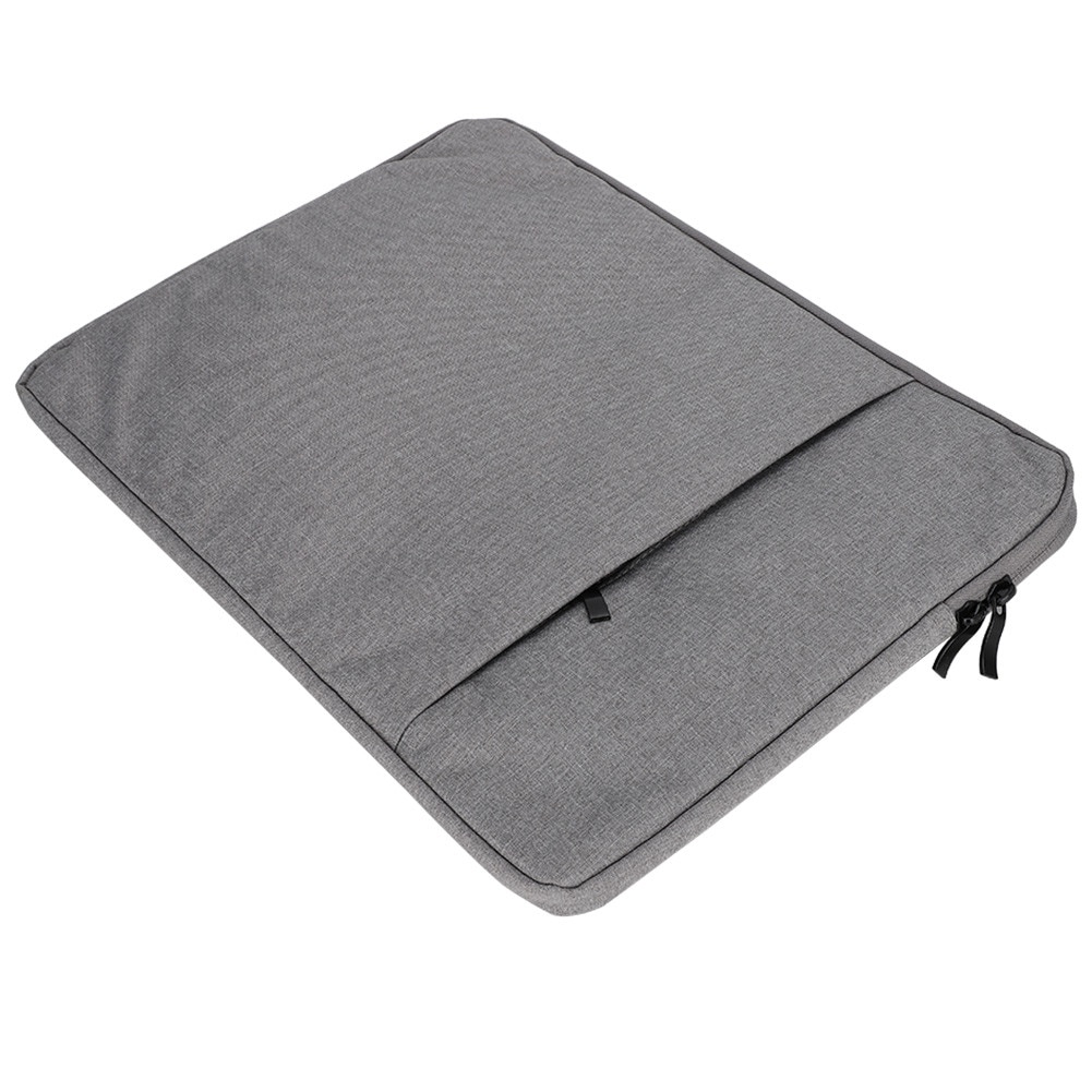 Carmdering, husa pentru laptop in nylon si suede, 2 straturi, ultra-subtire, buzunar frontal, EMAG-FG-BSTY00515896, gri deschis, 15 inch