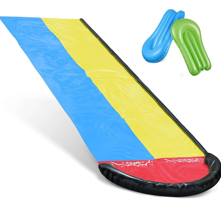 Dupla vízicsúszda, Rqiurpn, 4,80m x 1,40m, 2 szörfdeszkát tartalmaz, PVC, Gyermekeknek és felnőtteknek