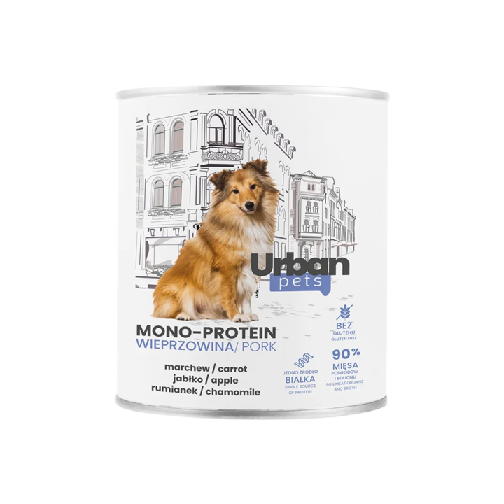 Urban Pets Mono-protein nedves kutyaeledel, sertéshússal, 6x800g