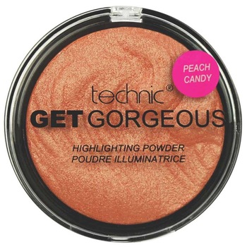 Iluminator cu particule irizante Technic Get Gorgeous Highlighting Powder - Peach Candy, 12g Iluminator cu particule irizante Technic Get Gorgeous Highlighting Powder - Peach Candy, 12g