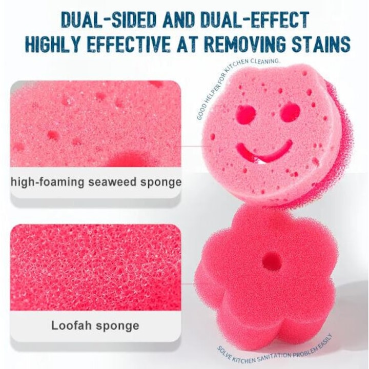 Burete de vase Roz, in forma de floare, cu doua straduri, unul rigid si celalalt moale - 1 buc