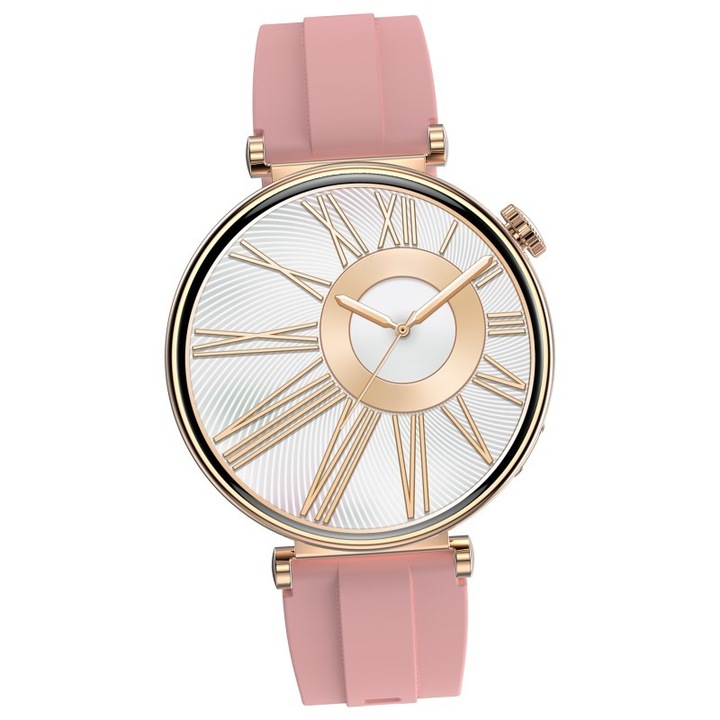 Ceas SmartWatch Premium de Dama, Ecran 1.32 Pentru AMOLED,466*466 Pixeli, Bluetooth 5.3, NFC, cu 37 Aplicatii, Temperatura, Ritm Cardiac, Tensiune, Somn, Multi Sport, Apeluri Vocale, Notificari Social Media, Spo2