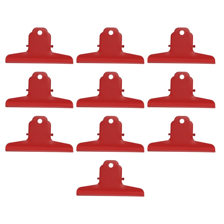 Комплект от 10 метални щипки, многофункционални, галванични, червени