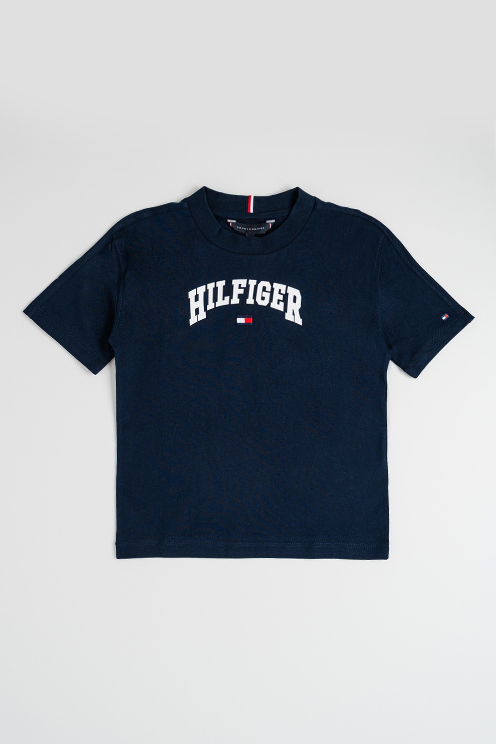 Tommy Hilfiger, Tricou de bumbac cu imprimeu logo, Alb, Albastru ultramarin, 152 CM