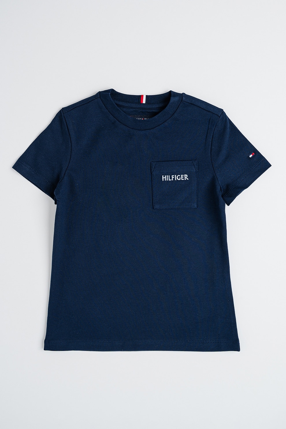 Tommy Hilfiger, Tricou cu buzunar pe piept, Albastru ultramarin, 116 CM