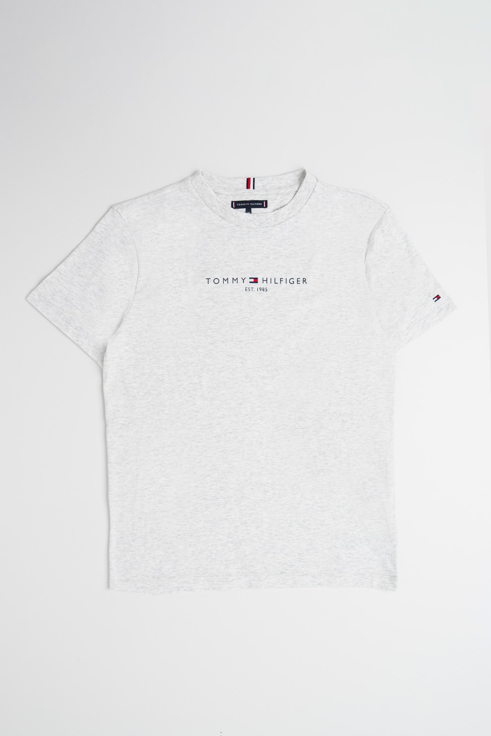 Tommy Hilfiger, Set de tricou si imprimeu logo si pantaloni scurti - 2 piese, Gri deschis melange, 164 CM