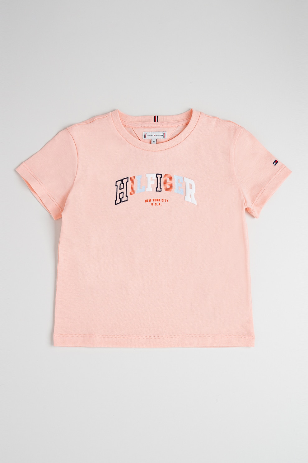 Tommy Hilfiger, Tricou varsity cu logo, Roz pastel, 152 CM