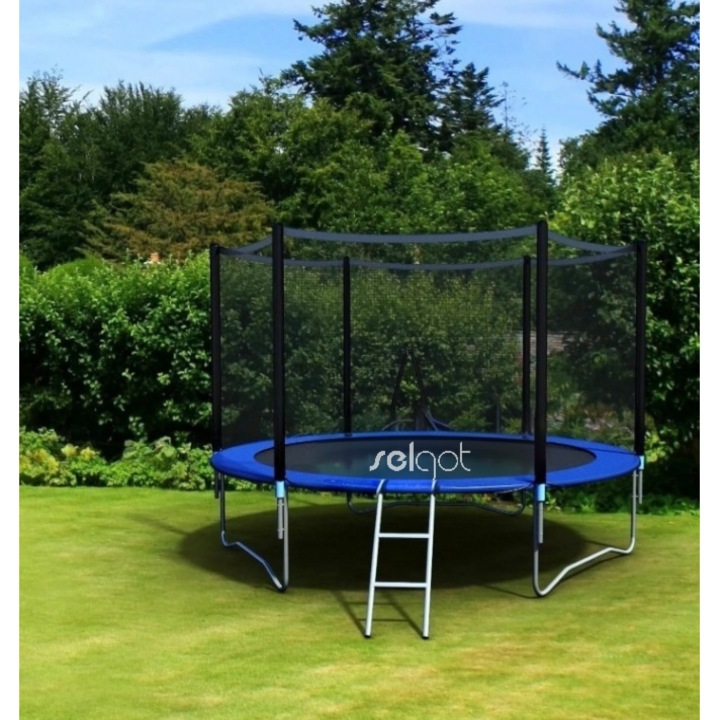 Trambulina copii Selgot, 305 cm din Otel cu Plasa de Protectie si Scara, Capacitate Maxima 150 kg