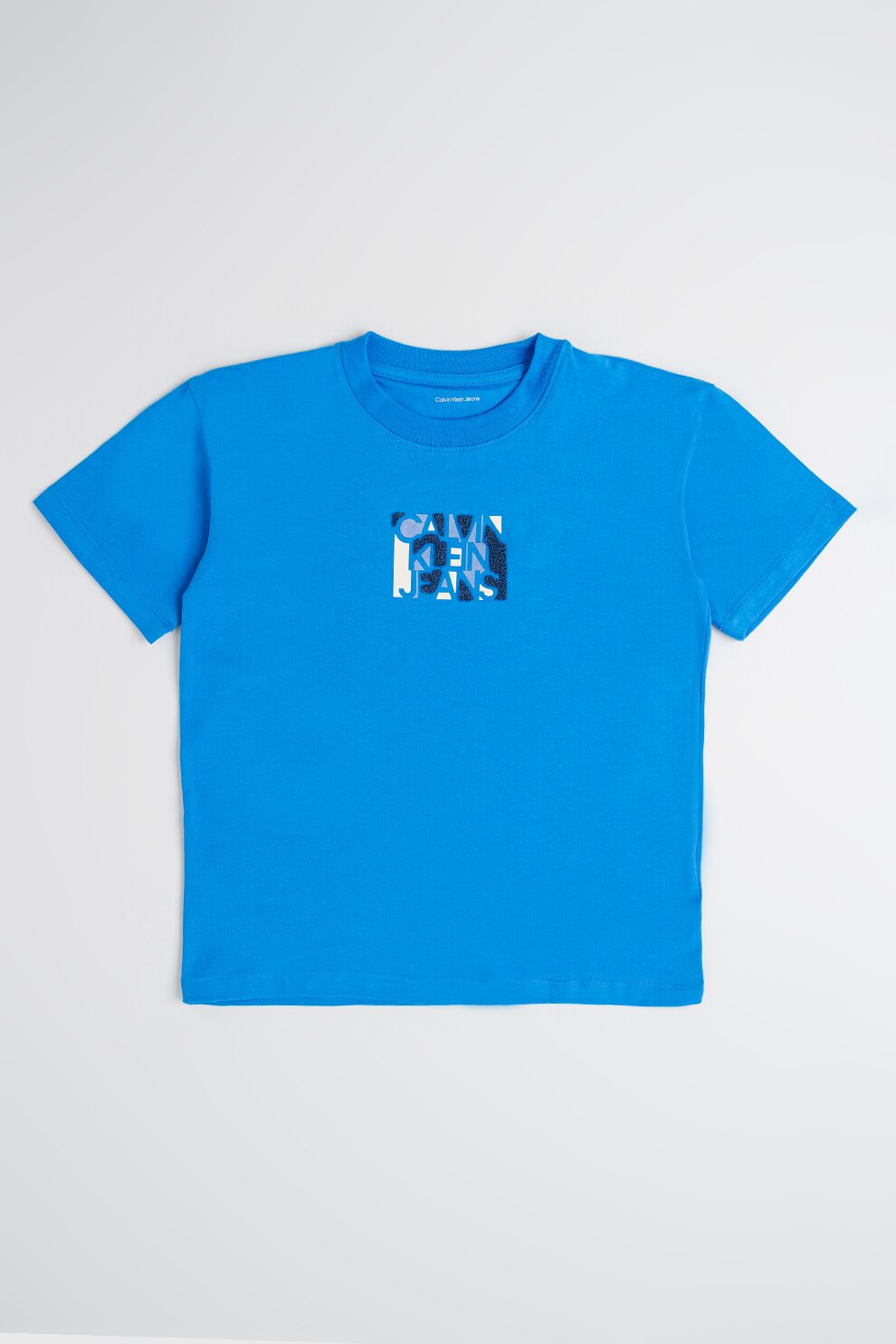 CALVIN KLEIN, Tricou cu logo si decolteu la baza gatului, Albastru royal, 164 CM