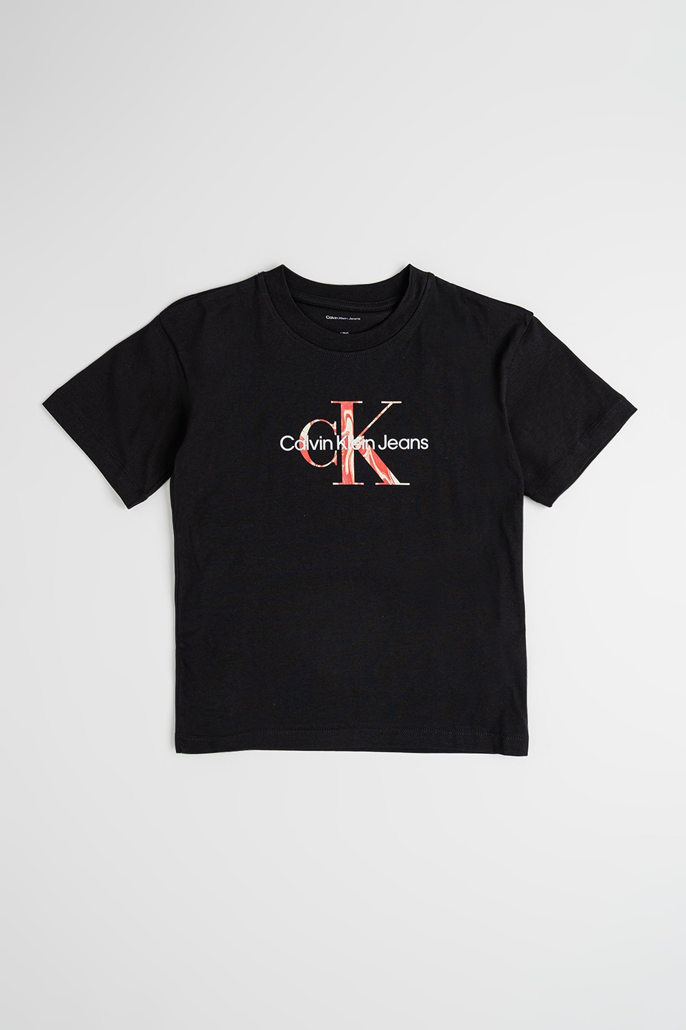 CALVIN KLEIN, Tricou de bumbac cu logo, Negru, Rosu inchis, Argintiu, 170 CM