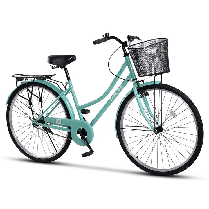 Градски велосипед, дамска/мъжка рамка, Dunarea MTB JSX2892, колело 28 инча, предна V-Brake, задна Torpedo спирачка, тюркоаз