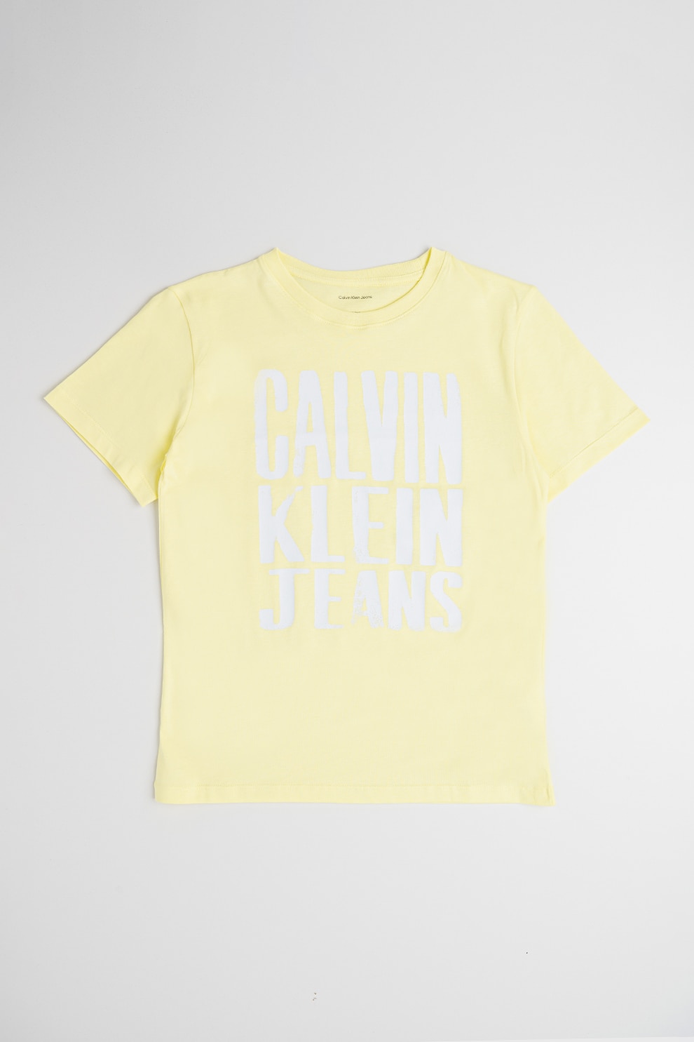 CALVIN KLEIN, Tricou de bumbac cu logo supradimensionat, Alb, Galben, 164 CM