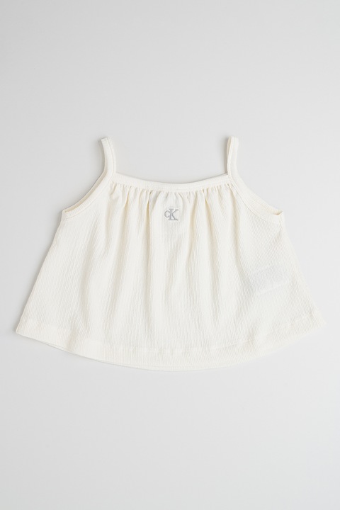 CALVIN KLEIN, Lágy esésű texturált top, Törtfehér