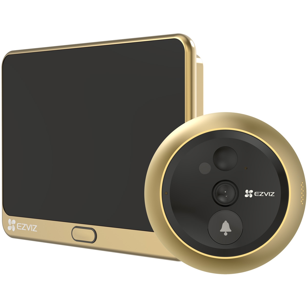 Camera de supraveghere si sonerie Ezviz DP2C, 2MP, Viziune nocturna IR5m, Baterie 4600mAh, Ecran color de 4.3", Unghi larg de 155°, Senzor PIR, Audio bidirectional, Microfon, Senzori de temperatura si lumina, Stocare MicroSD 256GB si Ezviz CloudPlay
