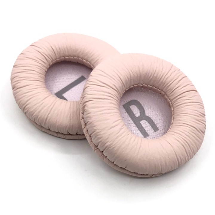 Set 2 bureti de schimb pentru casti JBL Junior 320BT / Junior 320 / JR310BT / JR310 / JR300BT / JR300 - Roz, Piele ecologica creponata, Spuma cu memorie