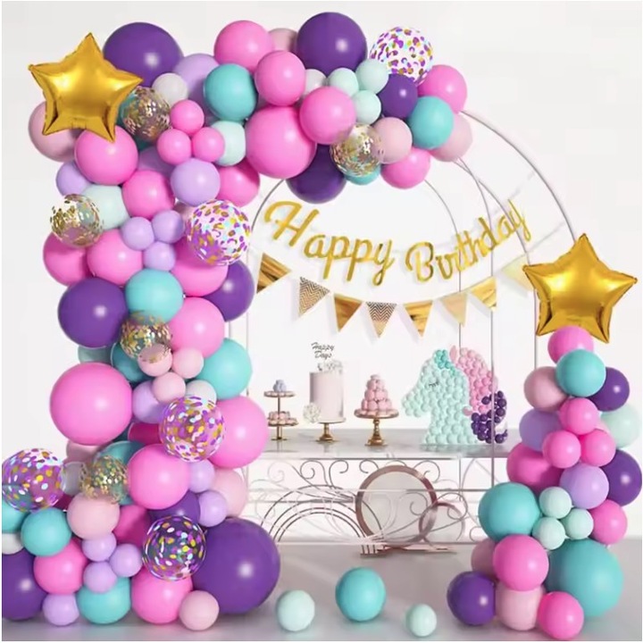 Baloane pentru Arcada HAPPY BIRTHDAY, Southern Sky, baloane decorative din Latex, Set Mix 127 Baloane Colorate, Multicolor