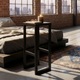 Taburet din lemn cu cadru metalic LOFT, Specwood 30x30x46 cm, modern suport flori, masuta decorativa sau taburet mic - Lemn De Fag