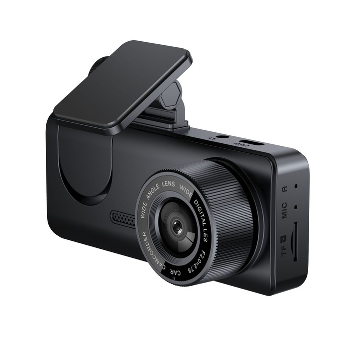 Камера ZYTEQ®️ S16 Full HD 1080P Dash Cam, WDR, 170°, 3 лещи, Wi-Fi, 2-инчов IPS екран, дневен и нощен запис, цикличен запис, нощно виждане, откриване на движение, подпомагано паркиране, водоустойчив, черен
