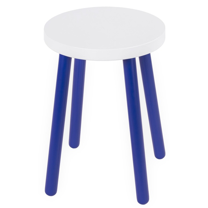 Scaun din lemn, Spec-Wood, 32x32x46cm, alb\albastru, design unic, picioare demontabile
