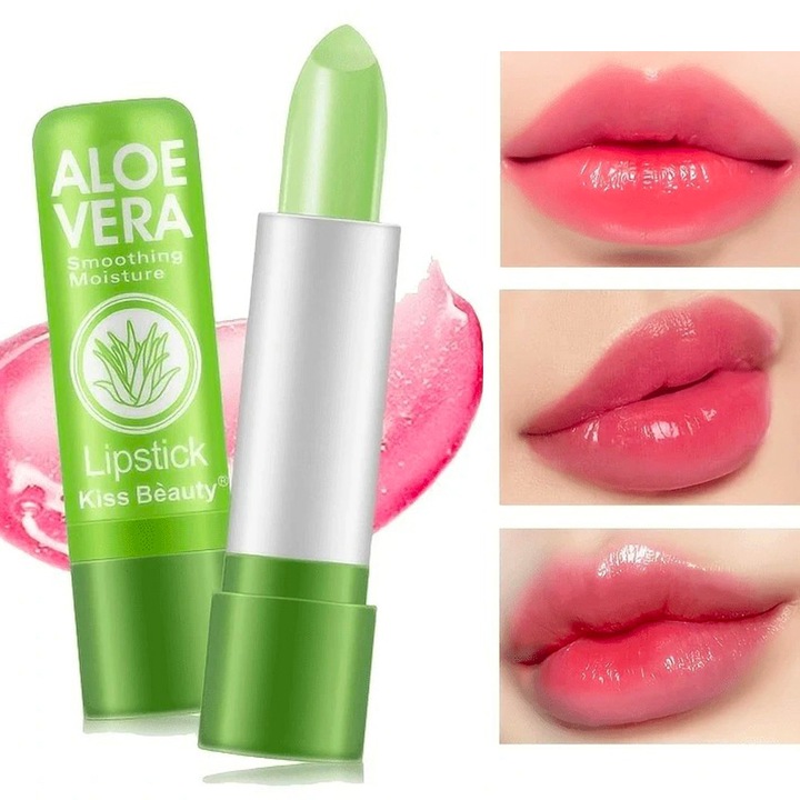 Balsam reparator de buze, hidratant si calmant, isi poate schimba culoarea odata cu temperatura, contine extract de aloe vera, 3.5g