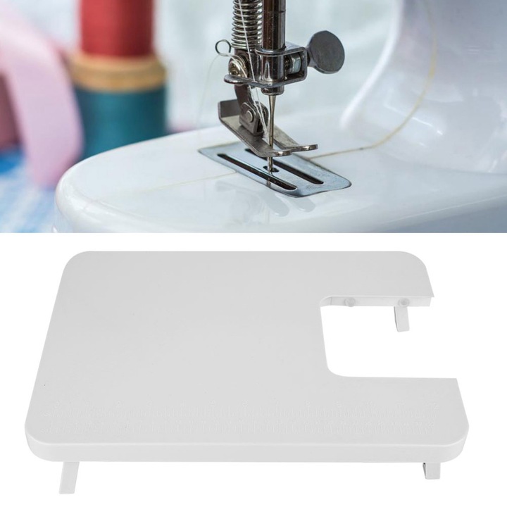 Masina de cusut mini cu masa extensibila pliabila, ABS, alb