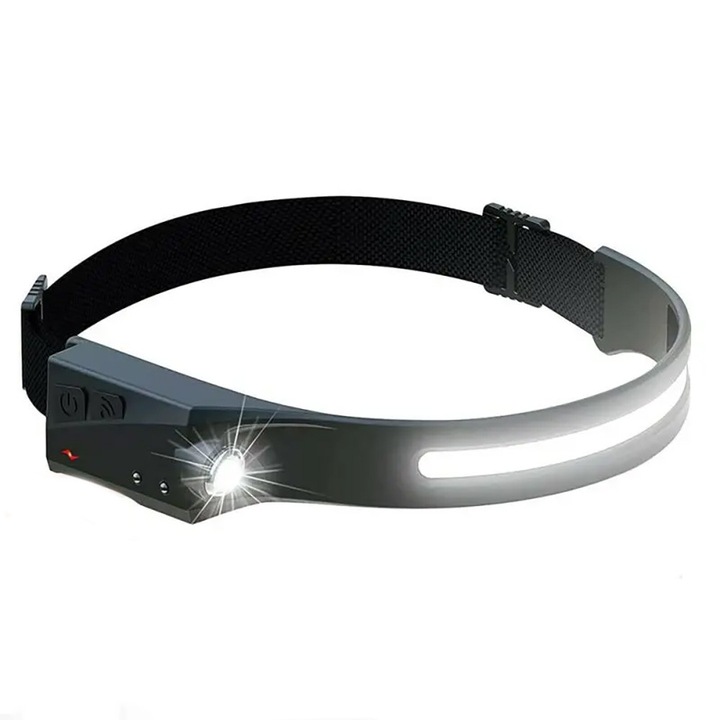 Lampa frontala impermeabila cu senzor COB LED reincarcabila, lumina de lucru, pescuit, sport, camping