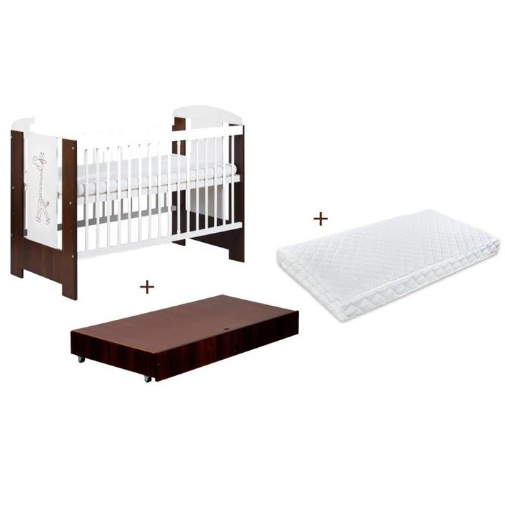 Легло Klups Little Giraffe Wenge С Чекмедже + Матрак 12 Comfort II