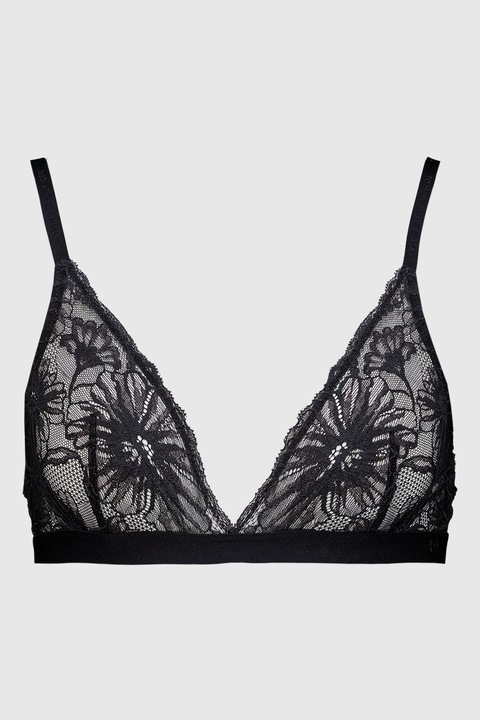 Tommy Hilfiger, Háromszög alakú csipkés melltartó, Fekete