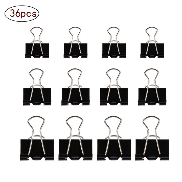 Set 36 agrafe birou Herusi negru 19x25x32mm