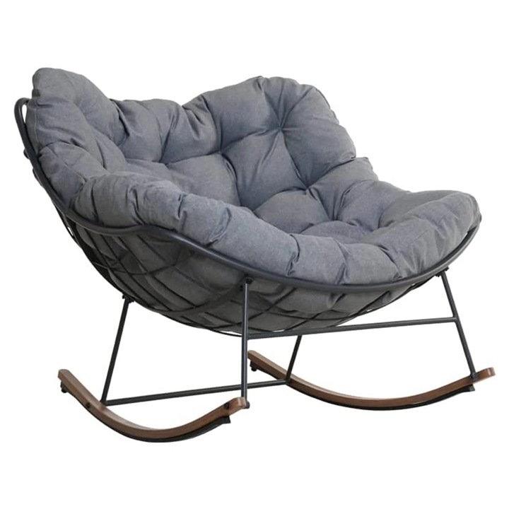 Set mobilier gradina/terasa 2 balansoare si masuta, Maison Mex ROYAL, negru/natur/gri